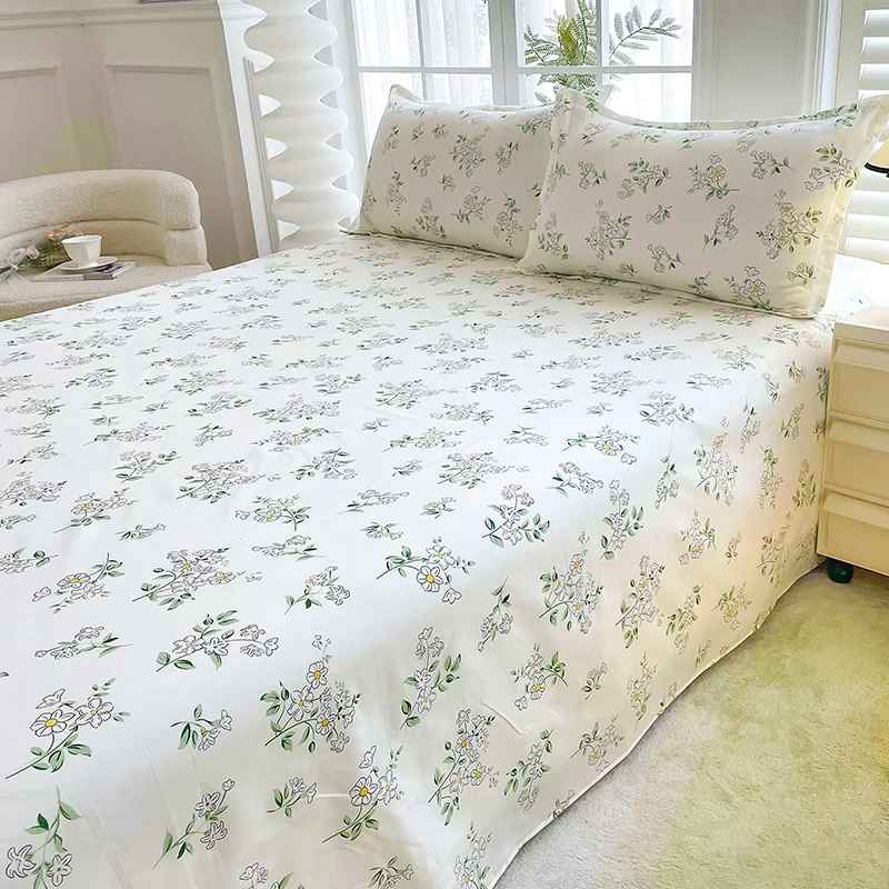 drap plat beige floral éclatant
