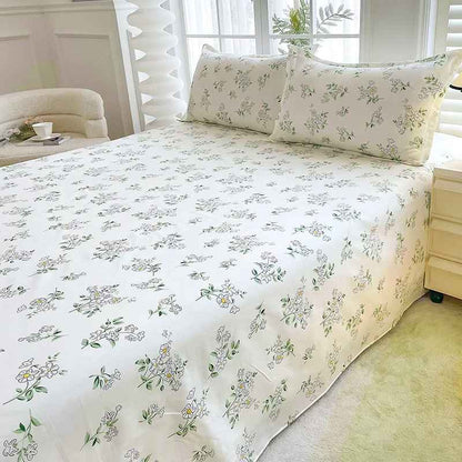 drap plat beige floral éclatant