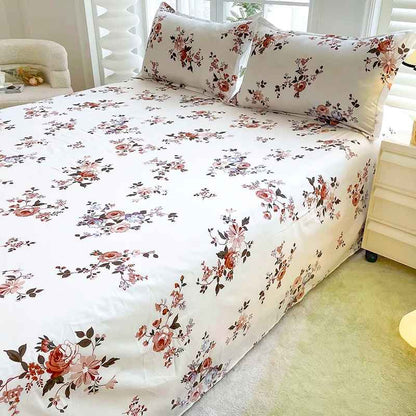 drap plat blanc floral éclatant