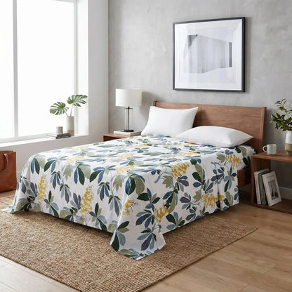 drap plat dessin floral pur coton 500