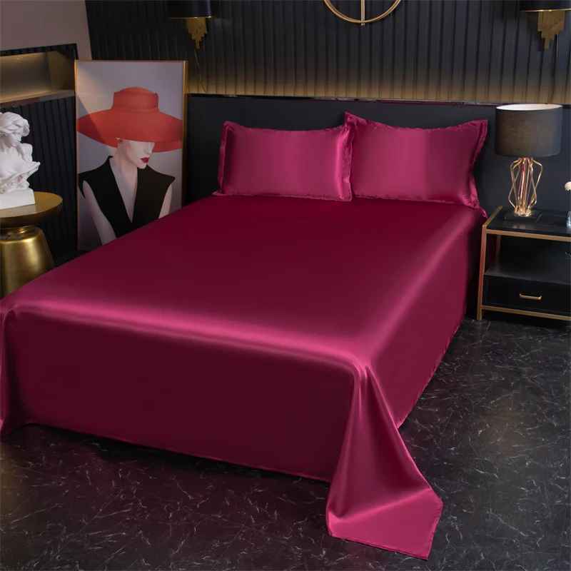 drap plat rouge foncé satin rayonne