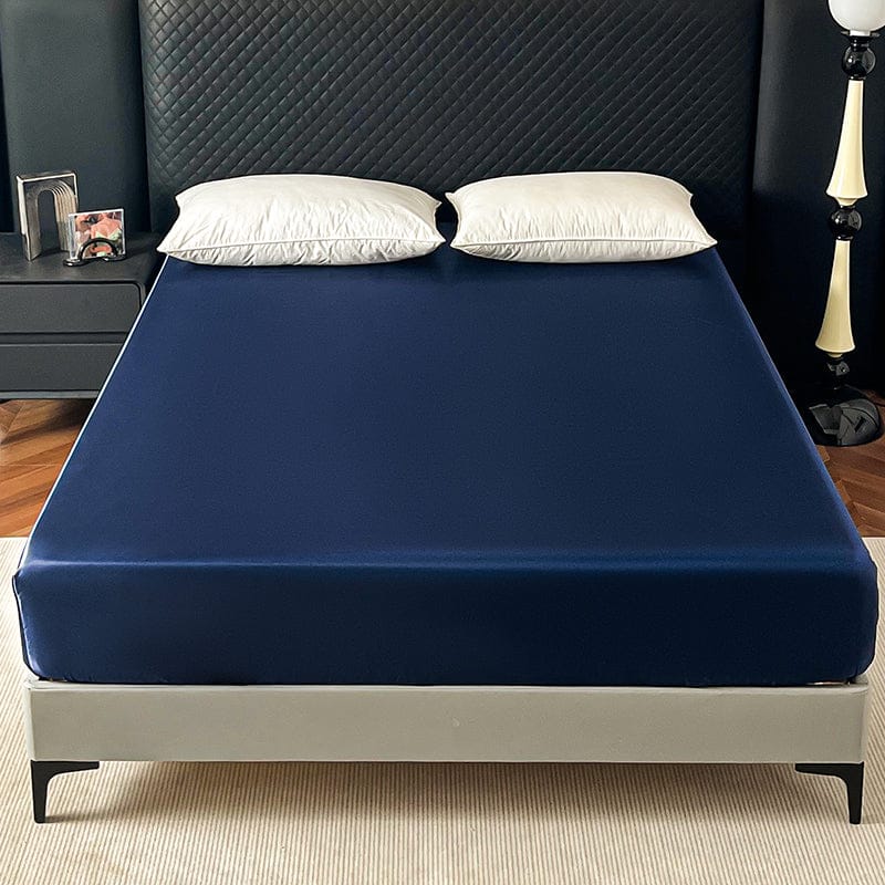draps housse satin premium bleu