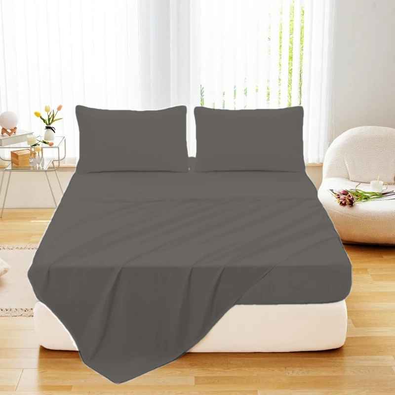 draps plats gris polyester douceur