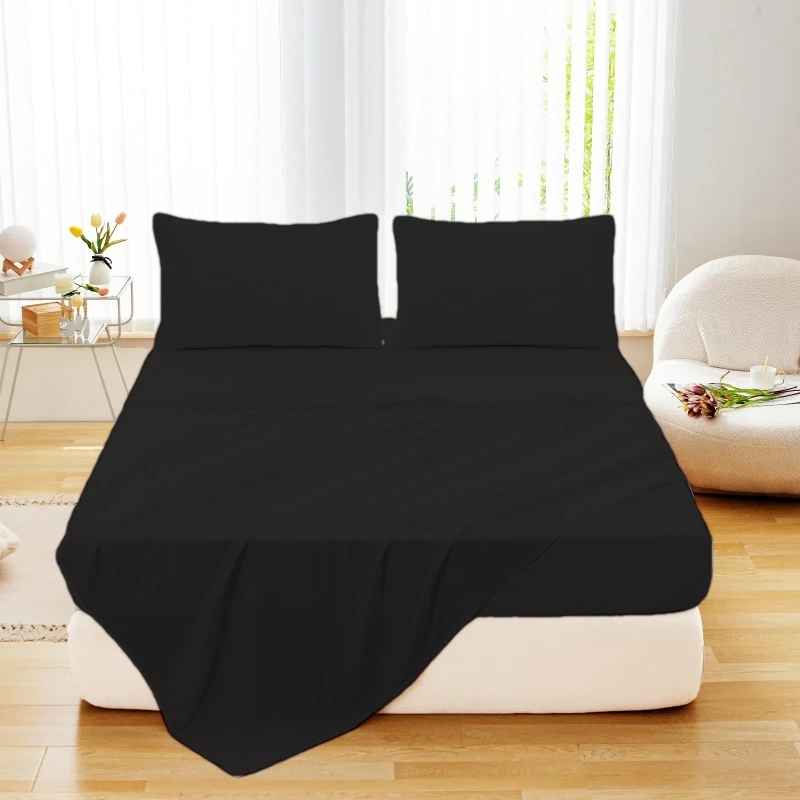 draps plats noirs polyester douceur