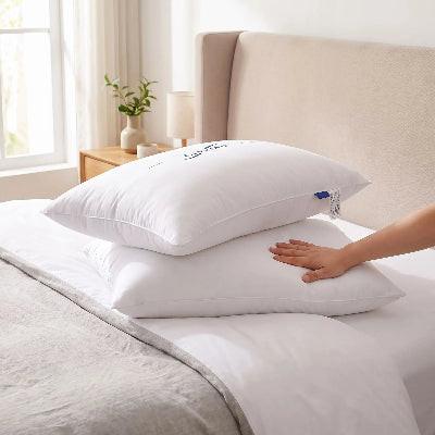 femme appuie sur oreiller à mémoire de forme blanc 