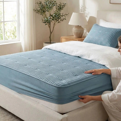 femme côté sur protege matelas 160x200-cm rose respirant