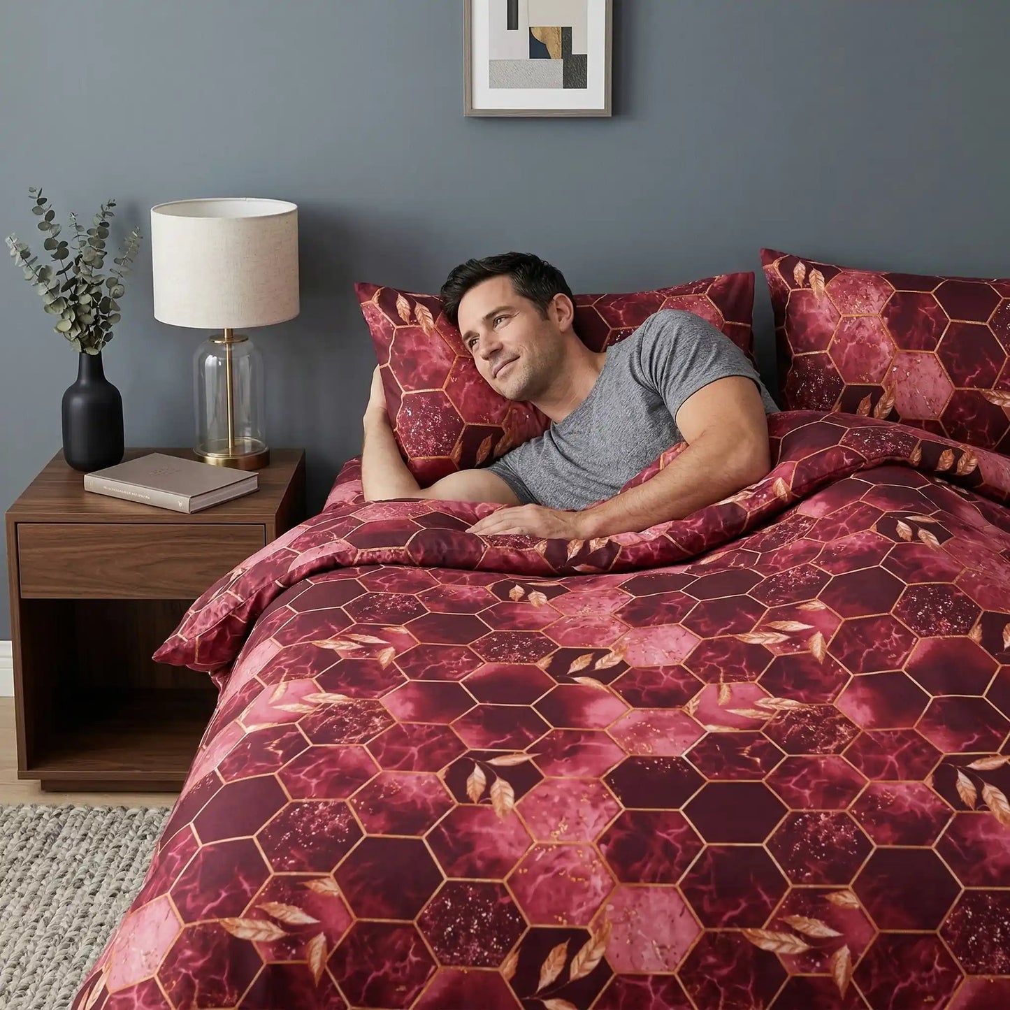 femme couchée taies d'oreiller rouge
