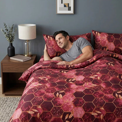 femme couchée taies d'oreiller rouge