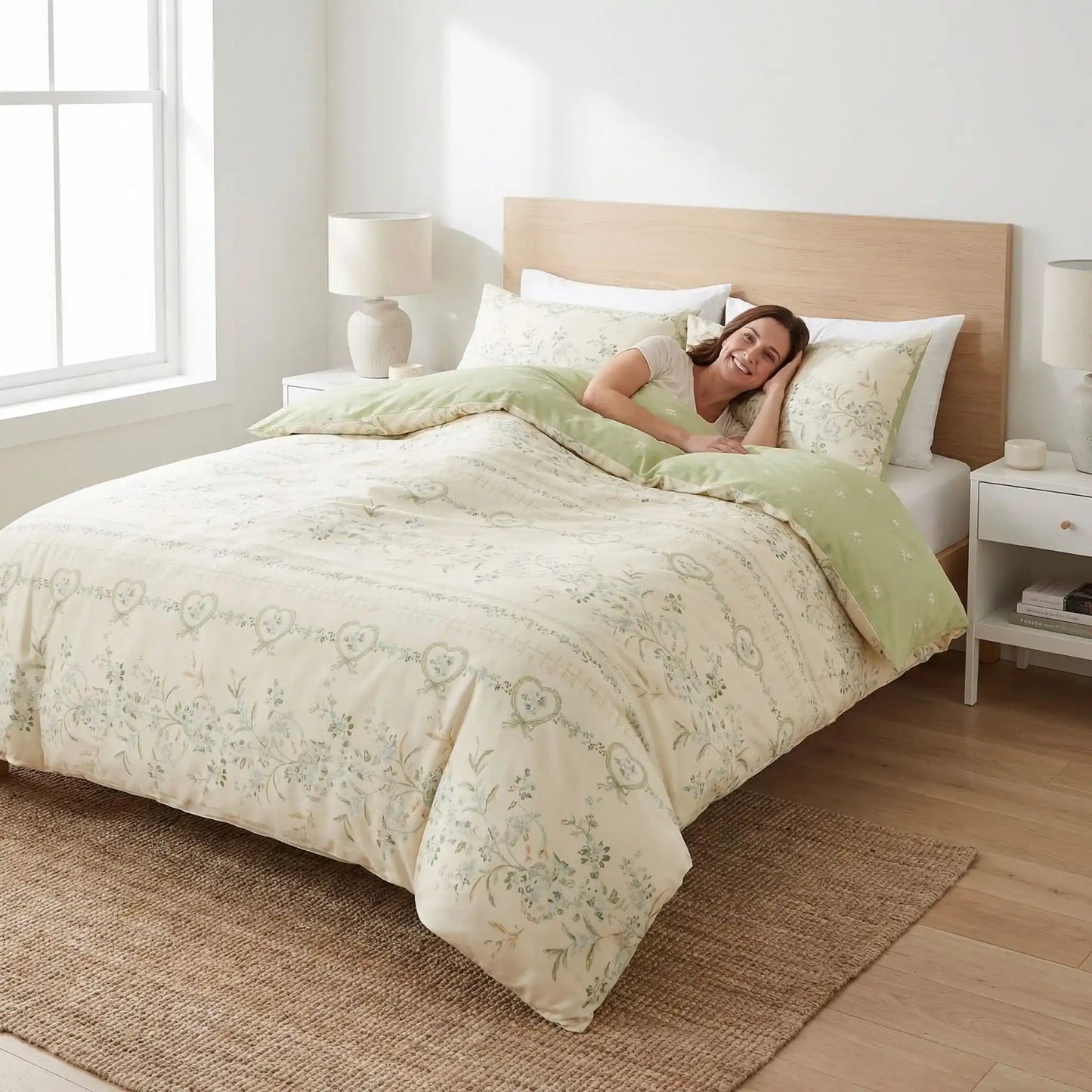 femme douceur d'intérieur housse de couette florale coton
