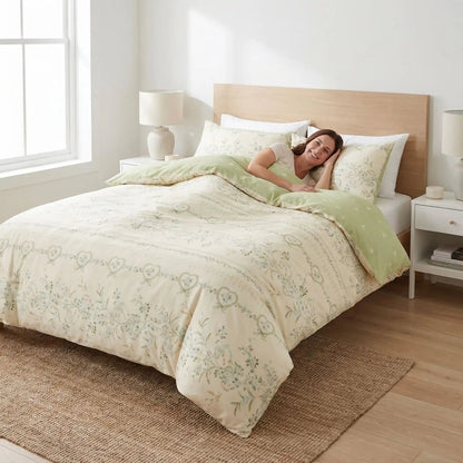 femme douceur d'intérieur housse de couette florale coton
