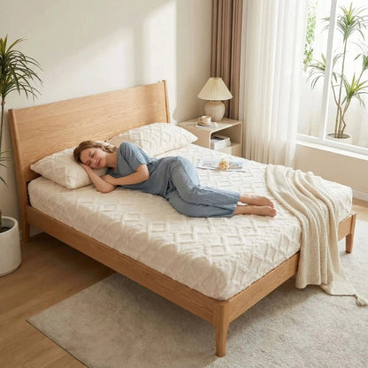 femme endormie sur drap housse blanc ultradoux