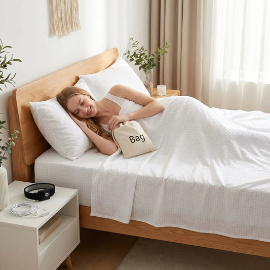 femme endormie sur draps plats blancs 