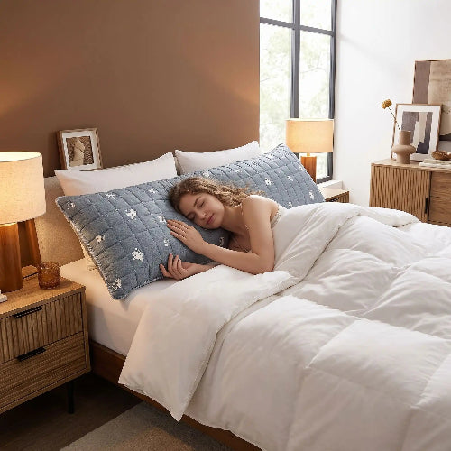 femme endormie sur traversin pour lit 180x200 étoile triangulaire