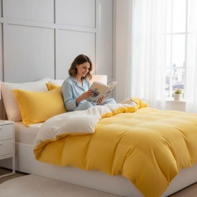 femme lecture housse de couette flanelle cocon douceur