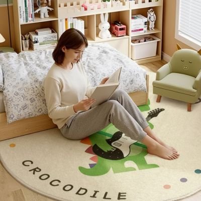 Femme lit sur tapis descente de lit Confort Élégant