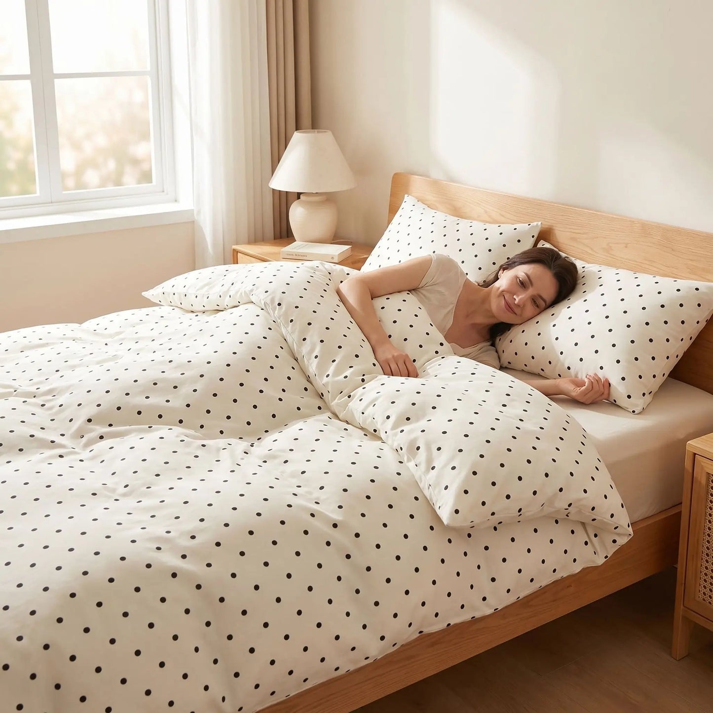 femme sous housse de couette 260x240 blanc satin 