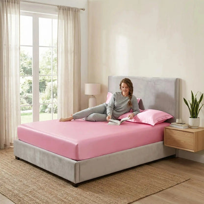 femme sur drap housse rose confort premium