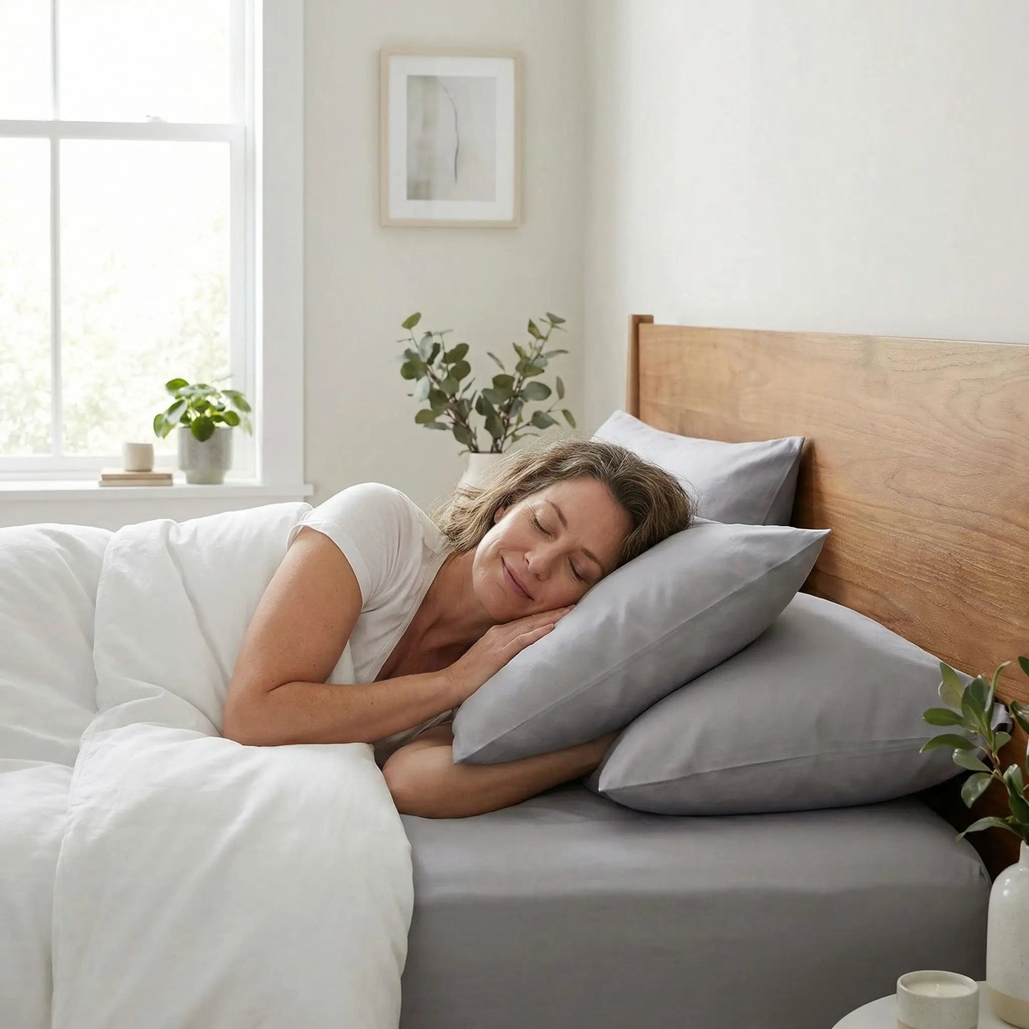 femme taies d'oreiller chambre élégante