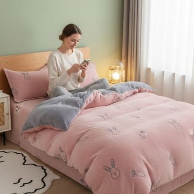 fille avec téléphone sous housse de couette douceur confort durable