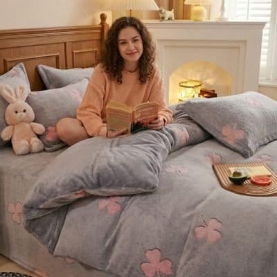 fillette avec livre sur douceur d'intérieur housse de couette optimale 
