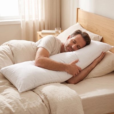 homme couché avec traversin 160 blanc