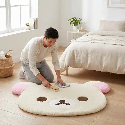 homme lave descente de lit blanche Rilakkumas