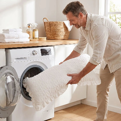 homme lave en machine traversin FlexiComfort™ blanc