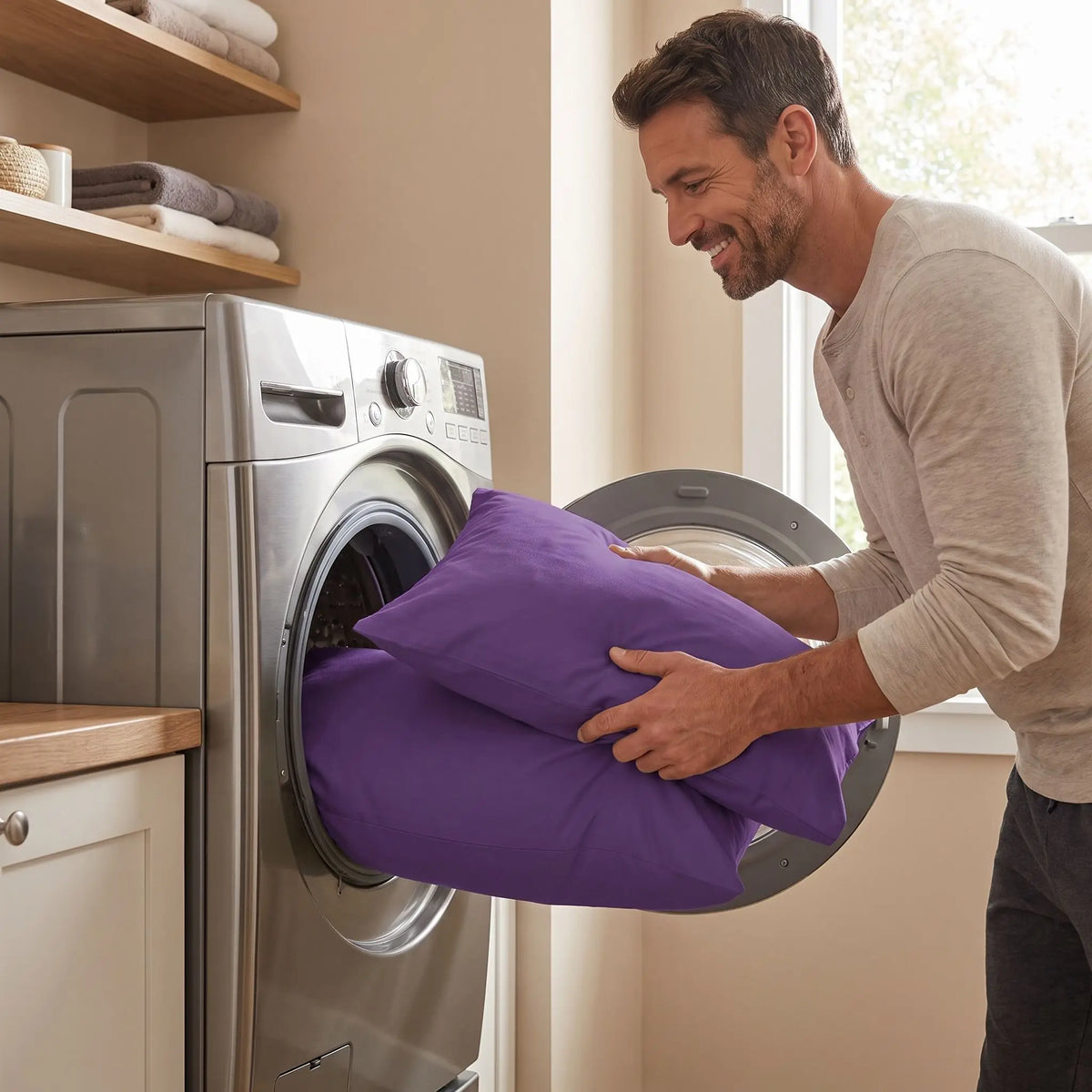 homme lave taie 50x70 antiglisse violette