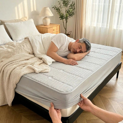 homme sur protege matelas 160x200cm gris respirant