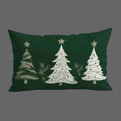 housse d'oreiller 50xx70 verte sapins blancs 
