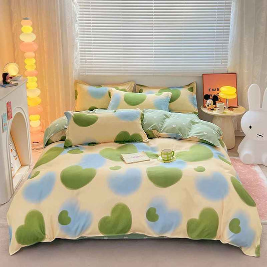 housse de couette coeurs verts bleus douceur sensible