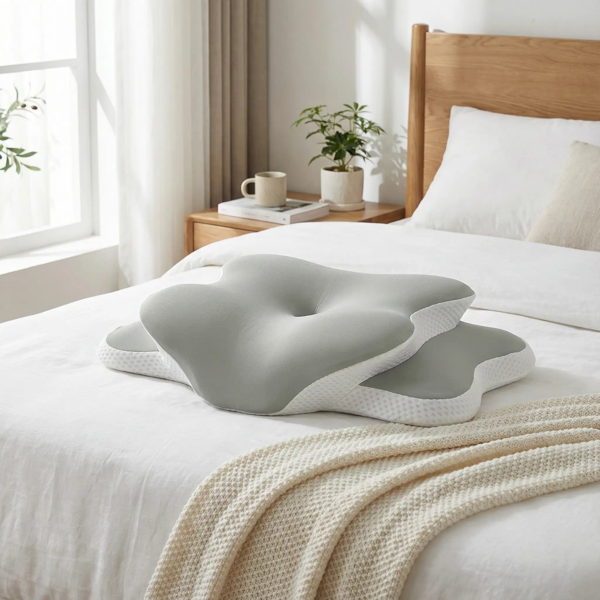 oreiller ergonomique cervical/oreillerantidouleur gris