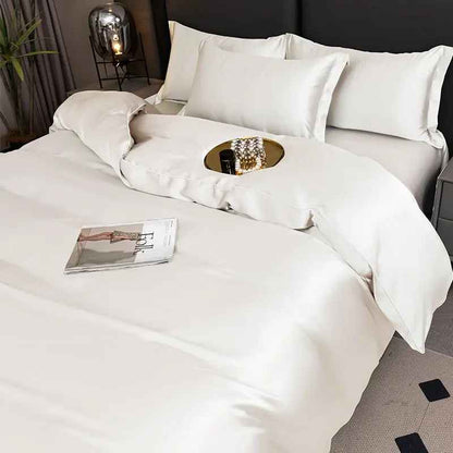 Parure de lit 220x240 blanche satin luxe