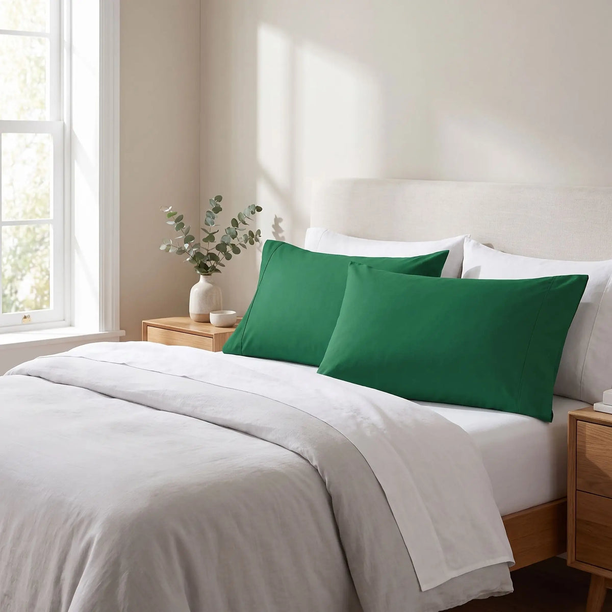 taie 50x70 antiglisse verte sur lit