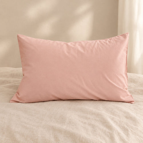 taie d'oreiller 50x70 percale de coton rose poudré
