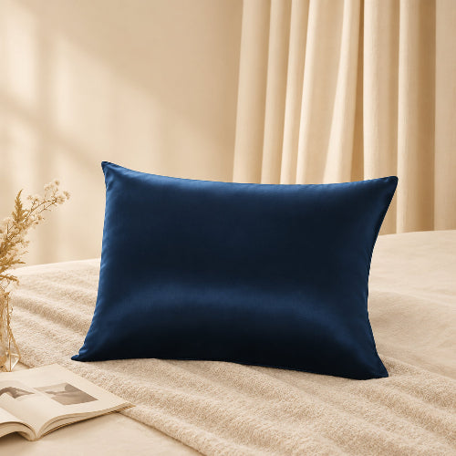 taie en soie 50x70 bleu marine 