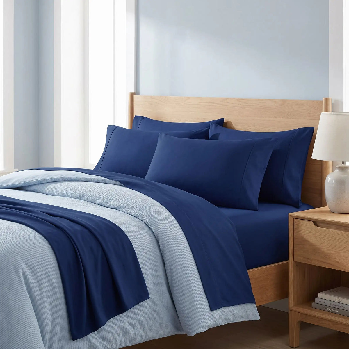 taies D Oreiller rectangulaires-50x70 bleu marine dans chambre